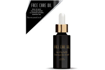 Face care oil. Vector Illustration. Beauty product packaging.