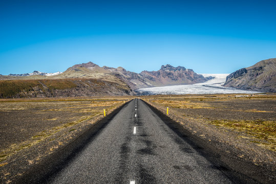 Famous ring road in Iceland leading to Vatnajokull, also known a