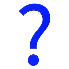 Fragezeichen 3d freigestellt weiss isoliert Symbol Icon Rendering Blau