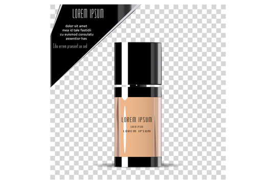 Foundation.  Liquid Makeup Foundation In Bottle And Face Powder. Skin Care Product.