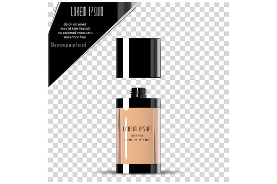 Foundation.  Liquid Makeup Foundation In Bottle And Face Powder. Skin Care Product.