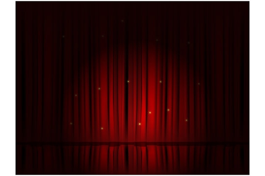 Theater Red Curtains. Vector Illustration. 