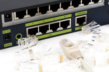 Selective focus, Network cable and router switch