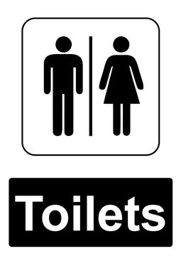 Public Information Sign isolated on a white background -  Toilets