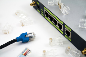 Selective focus, Network cable and router switch
