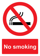 Red Prohibition Sign isolated on a white background -  No smoking