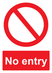 Red Prohibition Sign isolated on a white background -  No entry