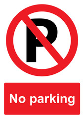 Red Prohibition Sign isolated on a white background -  No parking