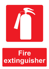 Red Fire Equipment Sign isolated on a white background -  Fire extinguisher - 144825317