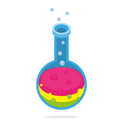 Scientific alchemy or laboratory tube isometric isolated colorful experiment concept