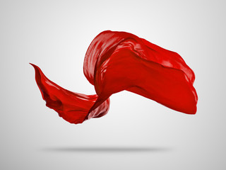 Fototapeta premium Smooth elegant red cloth on grey background