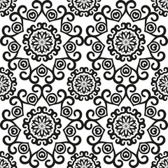 Seamless damask pattern of elegant twisted woven elements. Wallpaper in retro style. Elegant pattern in the Baroque style for creating wallpaper and textile products.