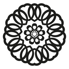 Round elegant decorative element with swirls for design of books, printed materials, invitation for a wedding or a celebration, for albums.