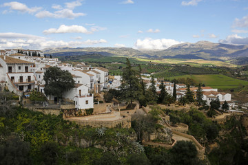 panoramic view of Ronda old town on Tajo Gorge, Andalusia, Spain