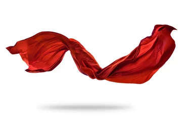 Rolgordijnen Stof Gladde elegante rode doek op witte achtergrond