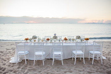 wedding The elegant dinner table on the beach