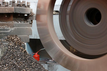 Twisted Metal shavings and lathe 