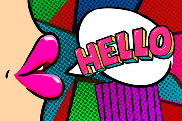 Hello Message in pop art style