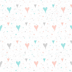 Doodle heart seamless pattern background.
