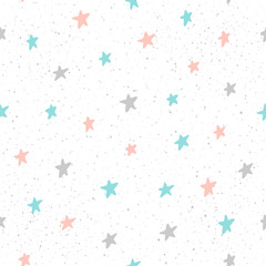 Handmade seamless pattern background. Abstract blue, grey and pink colored pattern for card, invitation, wallpaper, album, scrapbook, holiday wrapping paper, textile fabric, garment, t-shirt etc