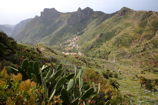 IMADA, LA GOMERA, SPAIN: Imada village with mountainous and green landscape