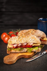 Delicious ciabatta sandwich