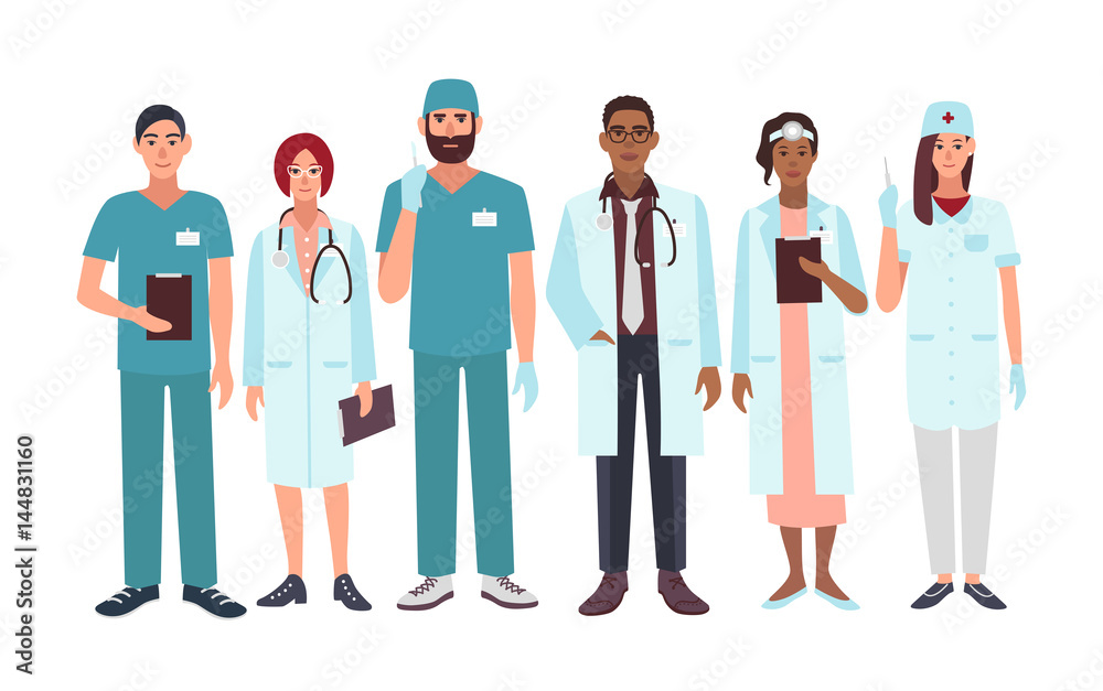 Wall mural set of doctors different specialization, nurse, surgeon, therapist, otorhinolaryngologist. vector il