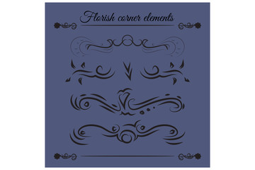 Set of Floral elements. Vector illustration.