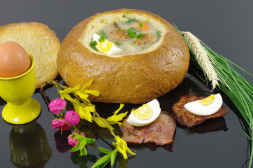 sour soup in bread