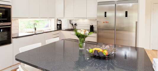 webb banner of fancy kitchen interior with kitchen island