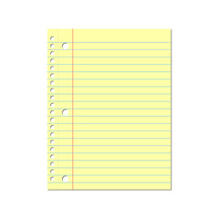 Notebook paper. Yellow lined paper