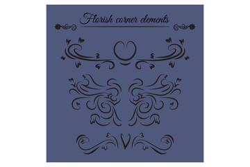 Set of Floral elements. Vector illustration.