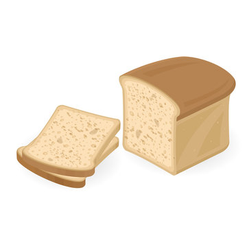 Bread, sliced on a white background. Isometric view. Vector flat illustration.