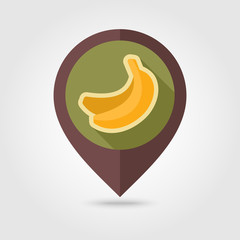 Fototapeta na wymiar Banana flat pin map icon. Tropical fruit