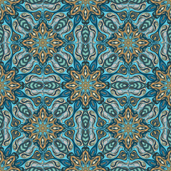 Ornate floral seamless texture, endless pattern with vintage mandala elements.