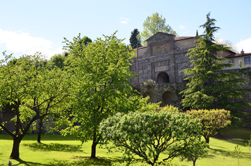 View of the S. Agostino Gate from Via Noca, Bergamo, Italy