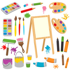 Fototapeta premium set of isolated drawing tools - vector illustration, eps 