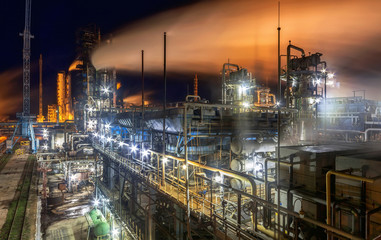 Chemical plant for production of ammonia and nitrogen fertilization on night time.