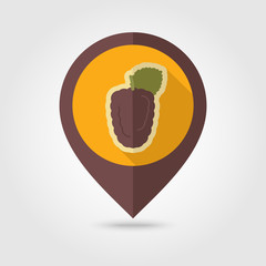 Blackberry bramble flat pin map icon. Berry fruit