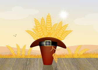 ears of corn in Thanksgiving hat © adrenalinapura