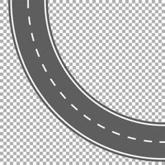 Curved road with white markings