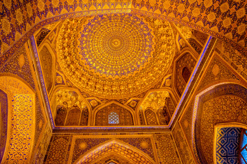 Fototapeta na wymiar Ceiling, Tilya-Kori Madrasah, Registan, Samarkand