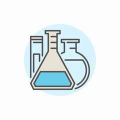 Flasks and test tube colorful icon