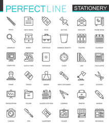 Office stationery thin line web icons set. Outline icon design.