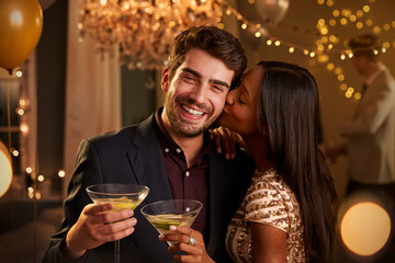 Romantic Couple Enjoying Cocktail Party Together