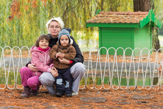 Family in autumn park