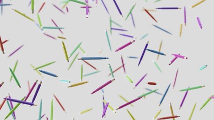 Variously Colored Finepoint Mechanical Drawing Pens Floating in White Space