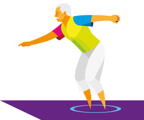 a man who plays old French game petanque prepares to throw the ball