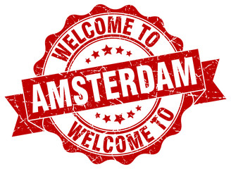 Fototapeta premium Amsterdam round ribbon seal