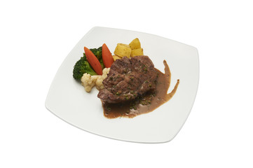 Isolated of pork chop steak.